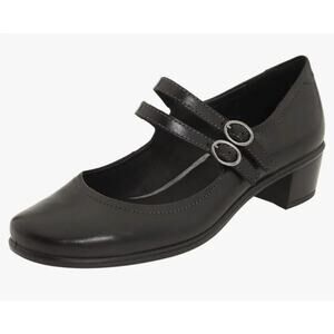 Ecco Pearl Mary Jane‎ Black Leather Block Heel Women’s Size 40 (EU) / US 9